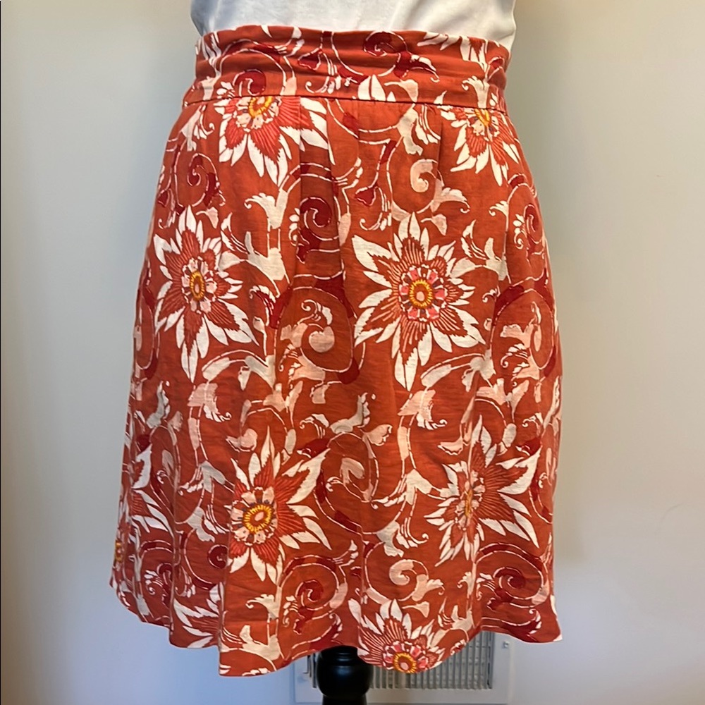 LOFT A-Line Skirt in Orange Floral